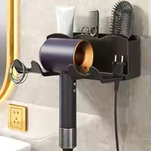 1pc Hair dryer storage rack, non perforated bathroom wall mounted bracket, bathroom air duct storage